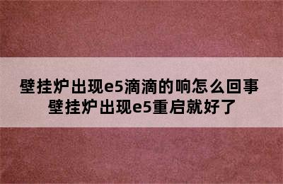 壁挂炉出现e5滴滴的响怎么回事 壁挂炉出现e5重启就好了